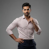White With Red Checkered Formal Shirt For Men