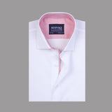White Formal Shirt With Micro Checks Details