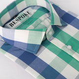 Classic Green & Blue Checkered Formal Shirt - Sale
