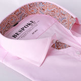 Powder Pink With Floral Contrast Detailings Formal Shirt