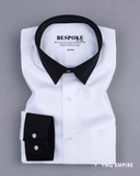 Premium White Formal Shirt with Black Collar