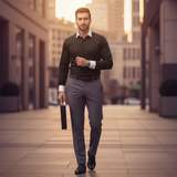 Black With White Coller Formal Shirt For Men