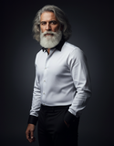 Premium White Formal Shirt with Black Collar