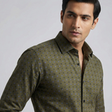 Army Green Printed Casual Shirt For Men