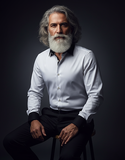 Premium White Formal Shirt with Black Collar