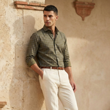 Army Green Printed Casual Shirt For Men