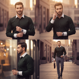 Black With White Coller Formal Shirt For Men