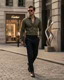 Army Green Printed Casual Shirt For Men