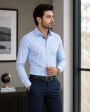 Premium Ice Blue Formal Shirt With black and Red Sports Detail For Men