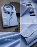 Premium Ice Blue Formal Shirt With black and Red Sports Detail For Men