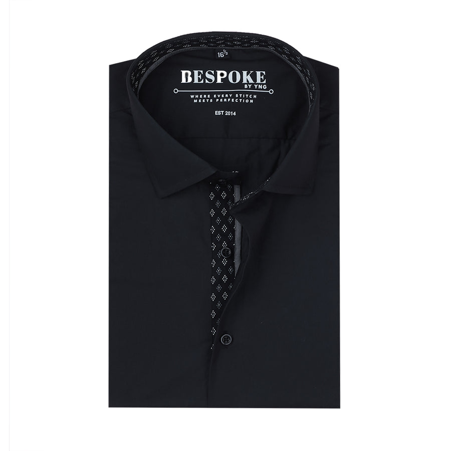Sophisticated Black Shirt with Floral Accents  YNG Empire