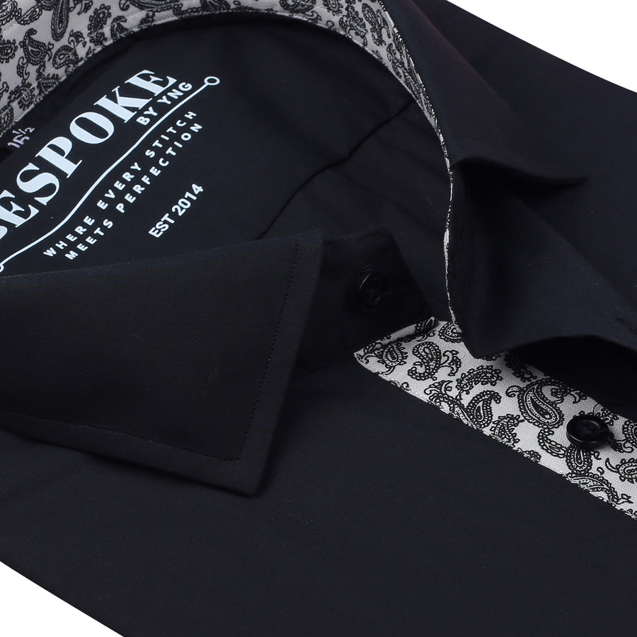 Sophisticated Black Shirt with Floral Accents – YNG Empire