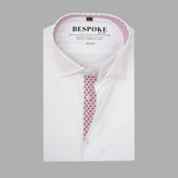 Prestige White Formal Shirt with Pink Accents