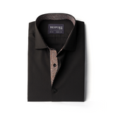 Black with Contrast Details Formal Shirt 15.5 Collar