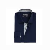 Navy Blue with Contrast Details Formal Shirt 15.5 Collar