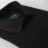 Black with Red Details In Collar Formal Shirt 15.5 Collar