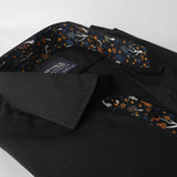 Black with Floral Details Formal Shirt 15.5 Collar