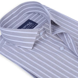 Steel Grey White Stripe Formal Shirt For Men. - YNG Empire