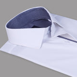 White Formal Shirt With Micro Blue Checks Details - YNG Empire