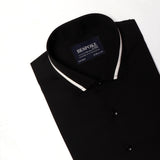 Premium Black Formal Shirt With White Sports Details In Collar For Men - YNG Empire