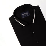 Premium Black Formal Shirt With White Sports Details In Collar For Men 16.5