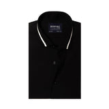 Premium Black Formal Shirt With White Sports Details In Collar For Men 16.5