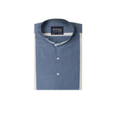 Navy Blue Designer Band Collar Casual Shirt 16 Collar