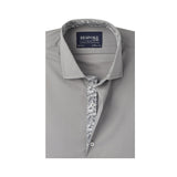 Steel Grey With Floral Contrast Formal Shirt 15.5 Collar