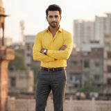 Yellow Cotton Rich Formal Shirt For Men