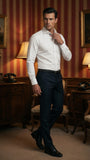 Premium White Formal Shirt with Black and Red Sports Details