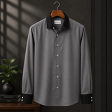 Steel Grey Shirt with Black Collar & Cuffs