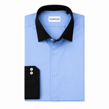 Sky Blue Shirt with Black Collar & Cuffs
