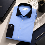 Sky Blue Shirt with Black Collar & Cuffs