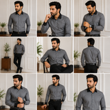 Steel Grey Shirt with Black Collar & Cuffs