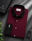 Premium Maroon Formal Shirt with Black Cuff & Collar