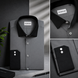 Steel Grey Shirt with Black Collar & Cuffs