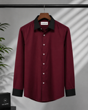 Premium Maroon Formal Shirt with Black Cuff & Collar