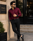 Premium Maroon Formal Shirt with Black Cuff & Collar