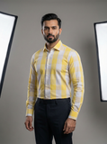 Canary Yellow Checkered Semi Formal Button-Down Shirt