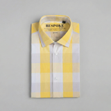 Canary Yellow Checkered Semi Formal Button-Down Shirt