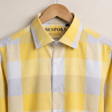 Canary Yellow Checkered Semi Formal Button-Down Shirt