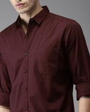 Maroon Casual Shirt For Men With Pocket - YNG Empire