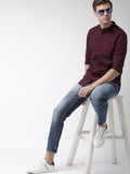 Dark Maroon Solid Casual Shirt For Men - YNG Empire