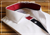 Premium White With Red And Navy Blue Sports Detail Formal Shirt For Men - YNG Empire