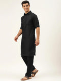 Men Black Pathani Kamiz With Pajama - YNG Empire