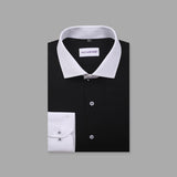 Black With White Coller Formal Shirt For Men - YNG Empire