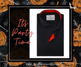 Black Premium Cotton Formal Shirt With Orange Inlay - YNG Empire