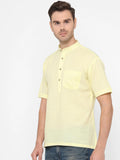 Men Casual Yellow Solid Shirt Kurti Style - YNG Empire