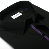 Black Premium Formal Shirt with Purple stripe Details - YNG Empire