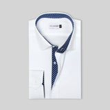 Premium White Formal Shirt with Blue Contrast Details